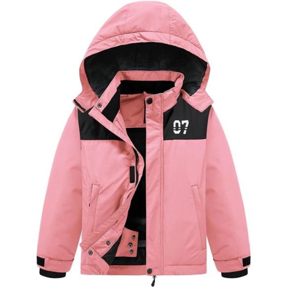 Kids Waterproof Snow Jacket Fleece Lined Detachable Hood